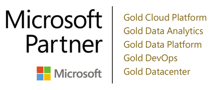 The microsoft logo with 5 gold competencies