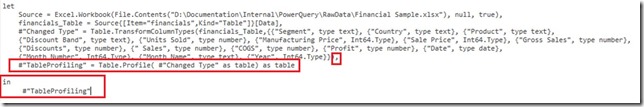 table profiling query 