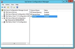 verify that SQL Server is enabled to use the TCP protocol.