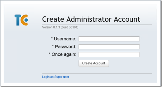 Create administrator account in Team City